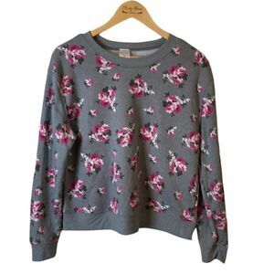 NoBo cute grey and pink floral sweatshirt M